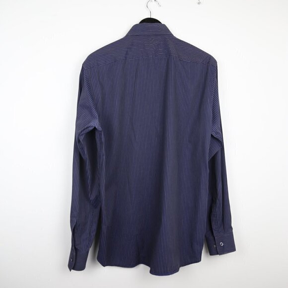 Hugo Boss Dress Shirt Regular Fit in Cotton Flannel Stripes Blue - Picture 7 of 7